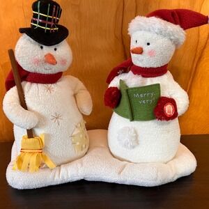 Hallmark Jingle Pals Snowman Duo Animated Musical Christmas Decor 2003 White EX